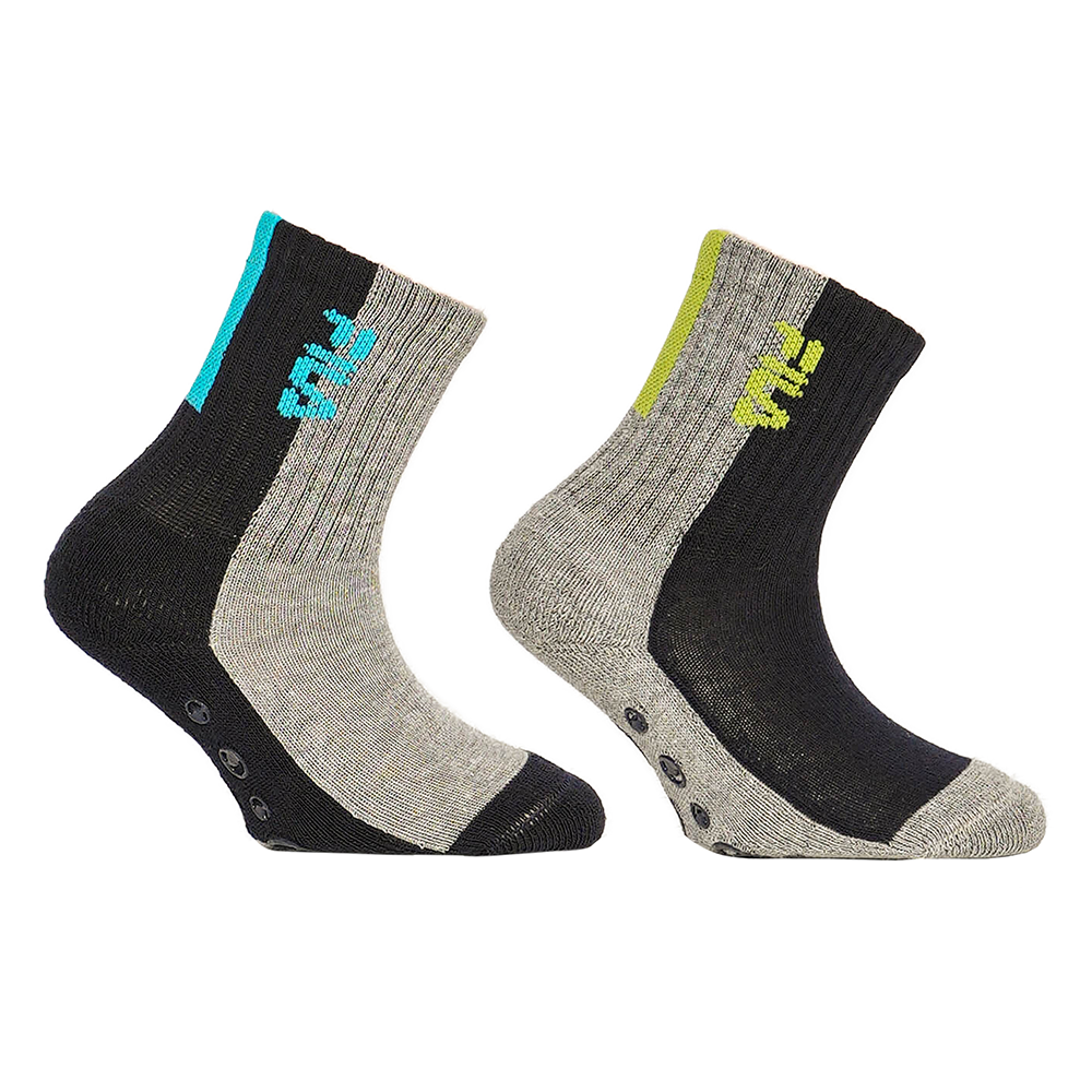 JUNIOR NORMAL PLAIN SOCKS WITH ABS 2 PACK