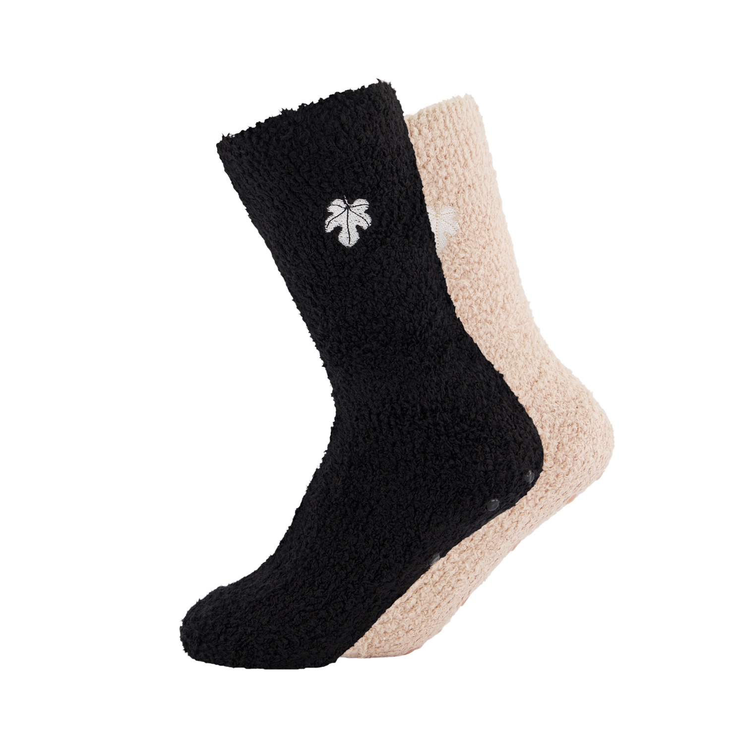 Fluffy Socks mit ABS-Pads beige/schwarz – one size